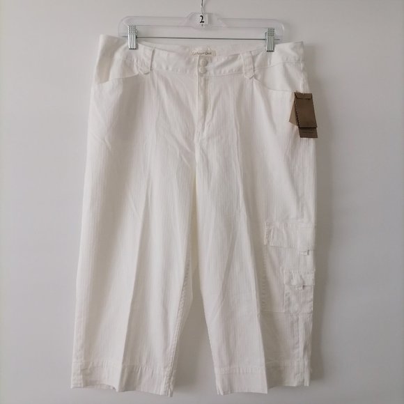 Coldwater Creek Women's White Ripstop Calypso Crop Capri Pants Size 14 New - Picture 1 of 6